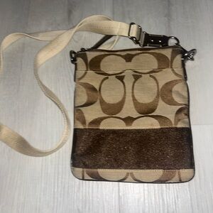 Coach Shoulder Bag Swing Bag Signature Nylon Leather Brown Limited Edition